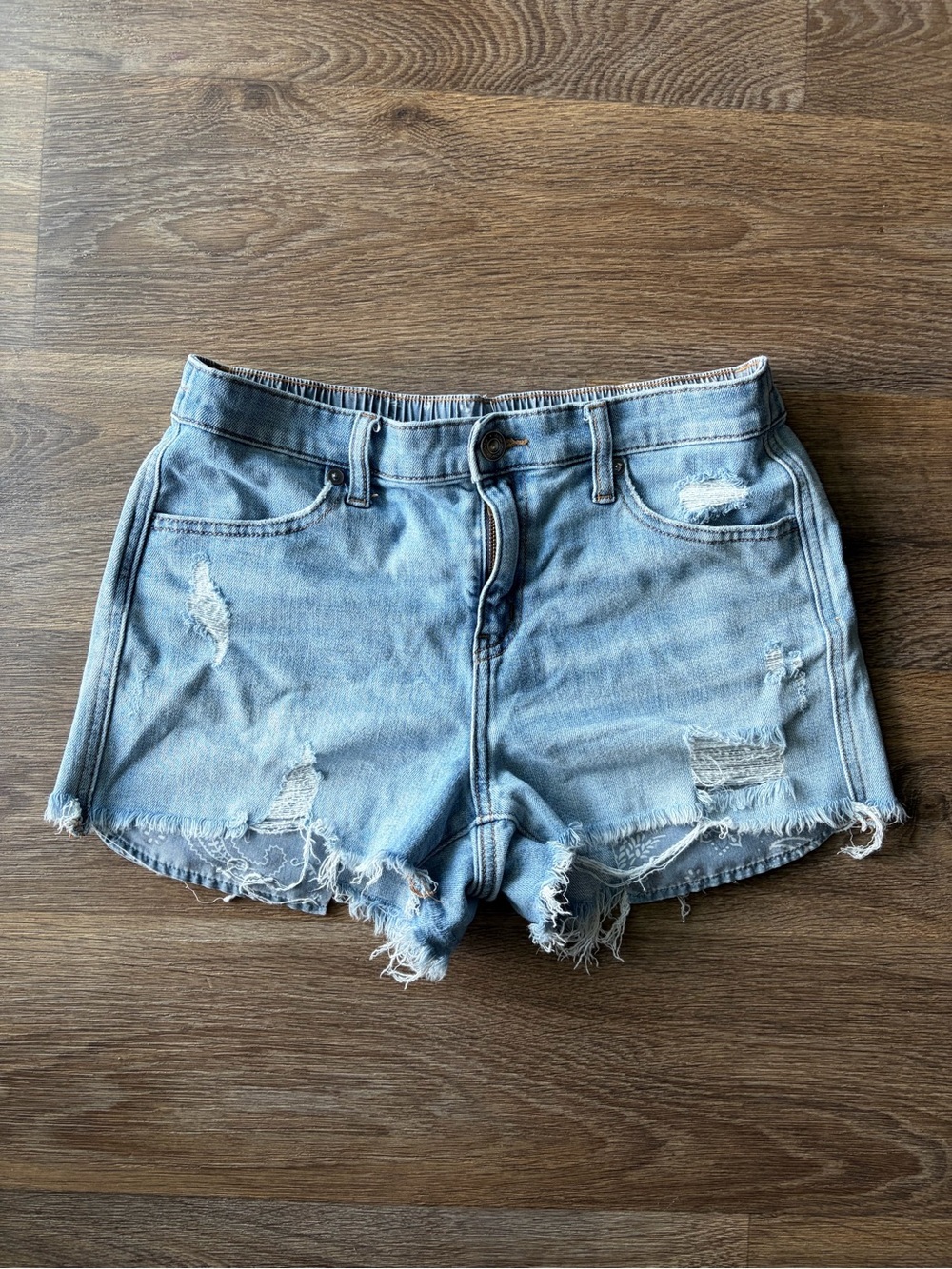 Aerie Pull On Denim Shorts Y2K Comfy Beach Coastal Festival Small
